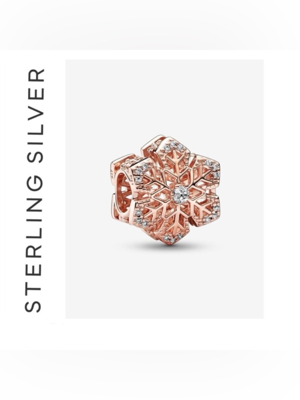 🌟 14K Rose Gold Plated Sterling Silver Snowflake Charm